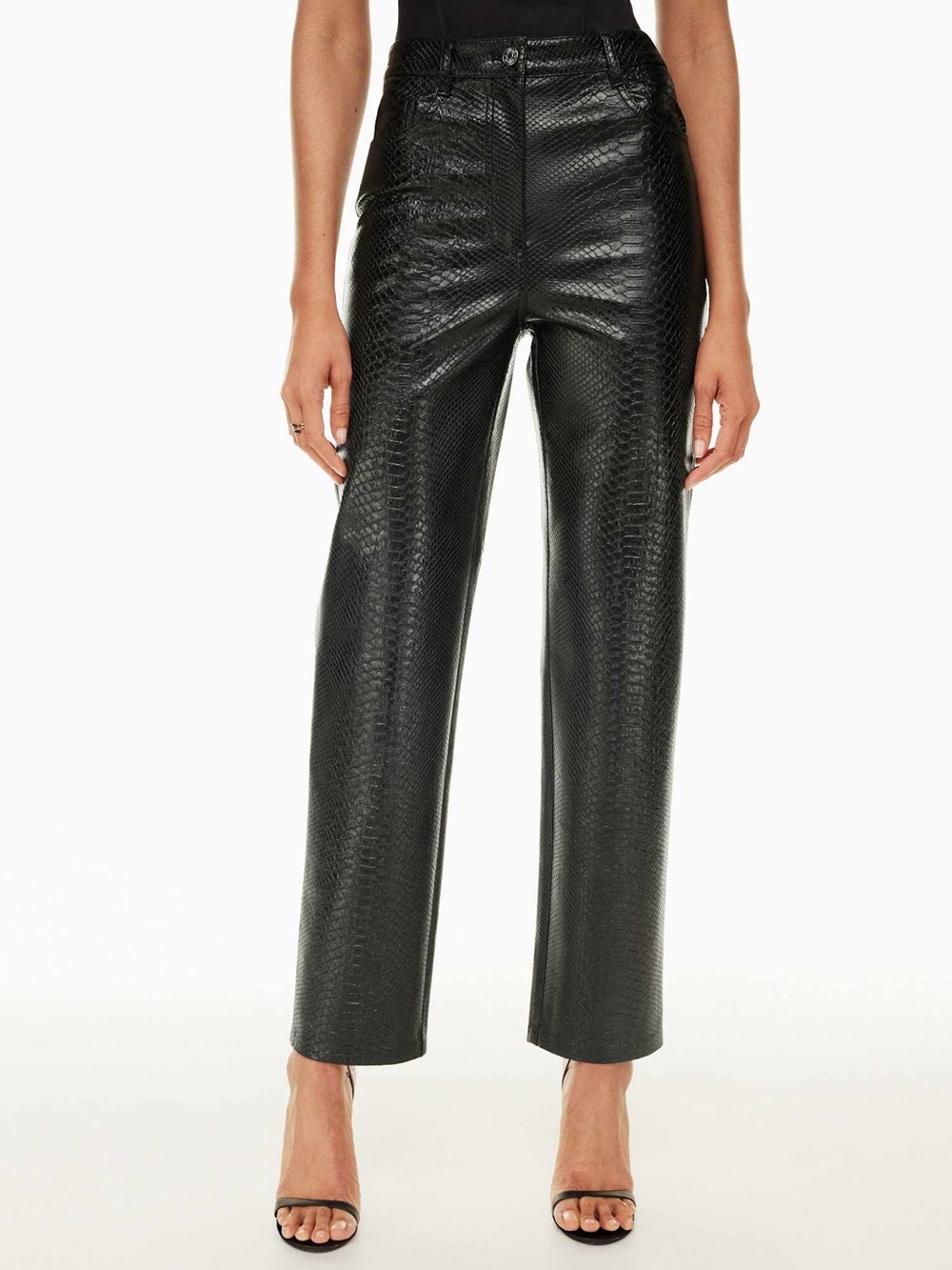 Aritzia Wilfred The Melina Pant - Black High-waisted Vegan Leather Python Pants